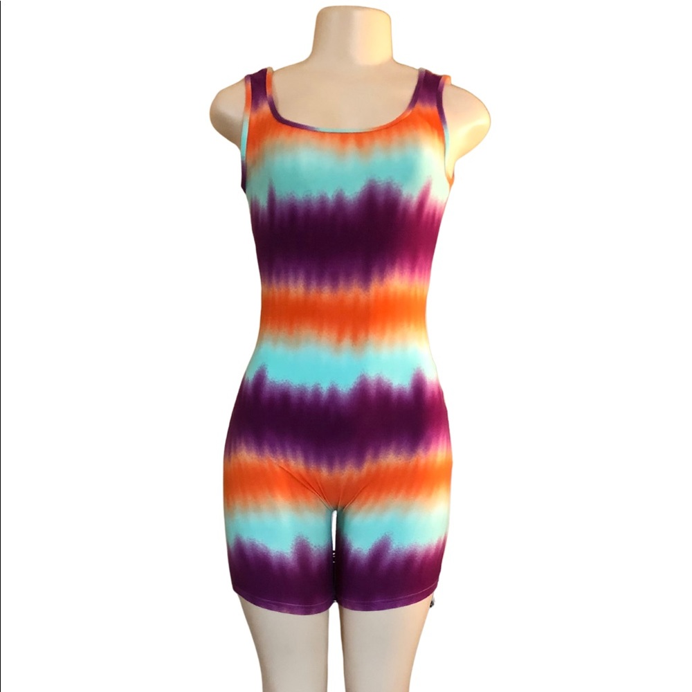 Mint/Orange/Purple Tie Dye One Piece Jumpsuit